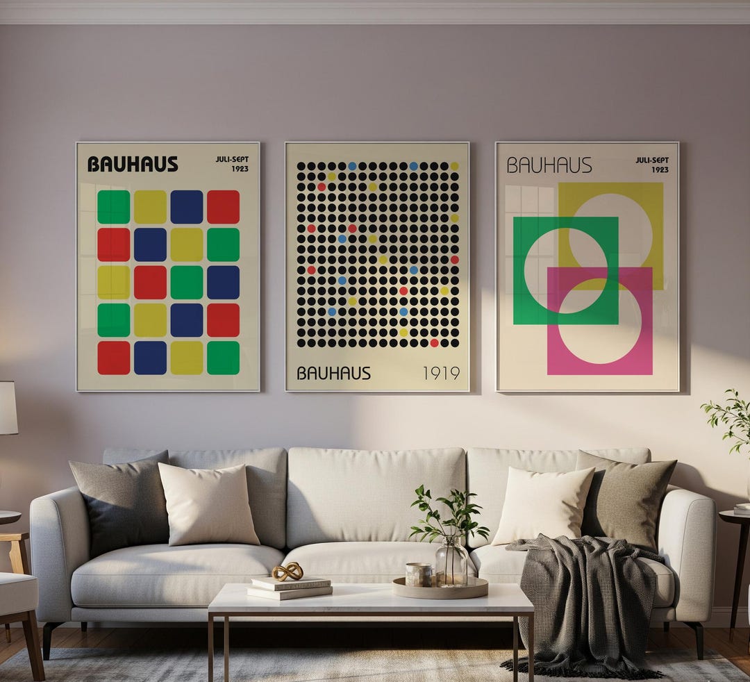 Poster Bauhaus Geometric Design Retro - Set of 3 - Etsy