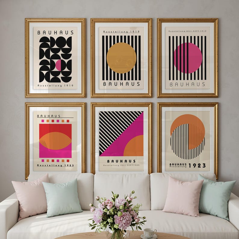 Bauhaus Posters Set of 6, Printed Bauhaus Mid Century Modern Wall Art ...