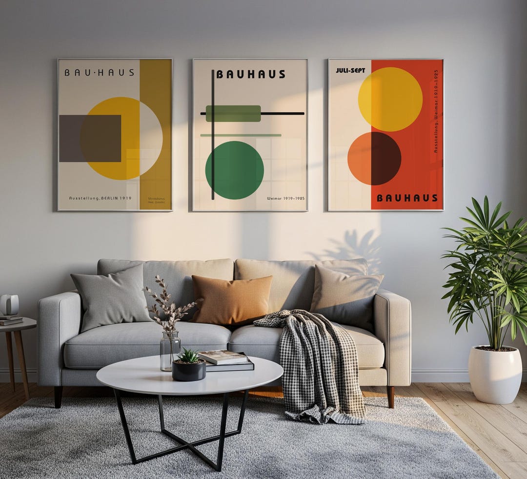 Bauhaus Exhibition Poster, Mid Century Modern Wall Art, Geometric ...