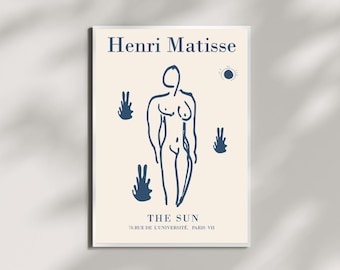 Henri Matisse navy blue Poster, Matisse Exhibition Print, Mid-Century Modern Wall Art