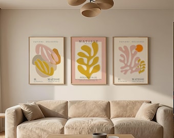 Matisse Cutout Leaf Prints Set, Mid Century Modern Gallery Wall Art Trio