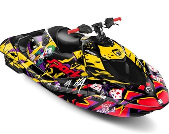 Sea-Doo Spark Trixx Graphics Kit, 23 mil Joker Yellow Stickers