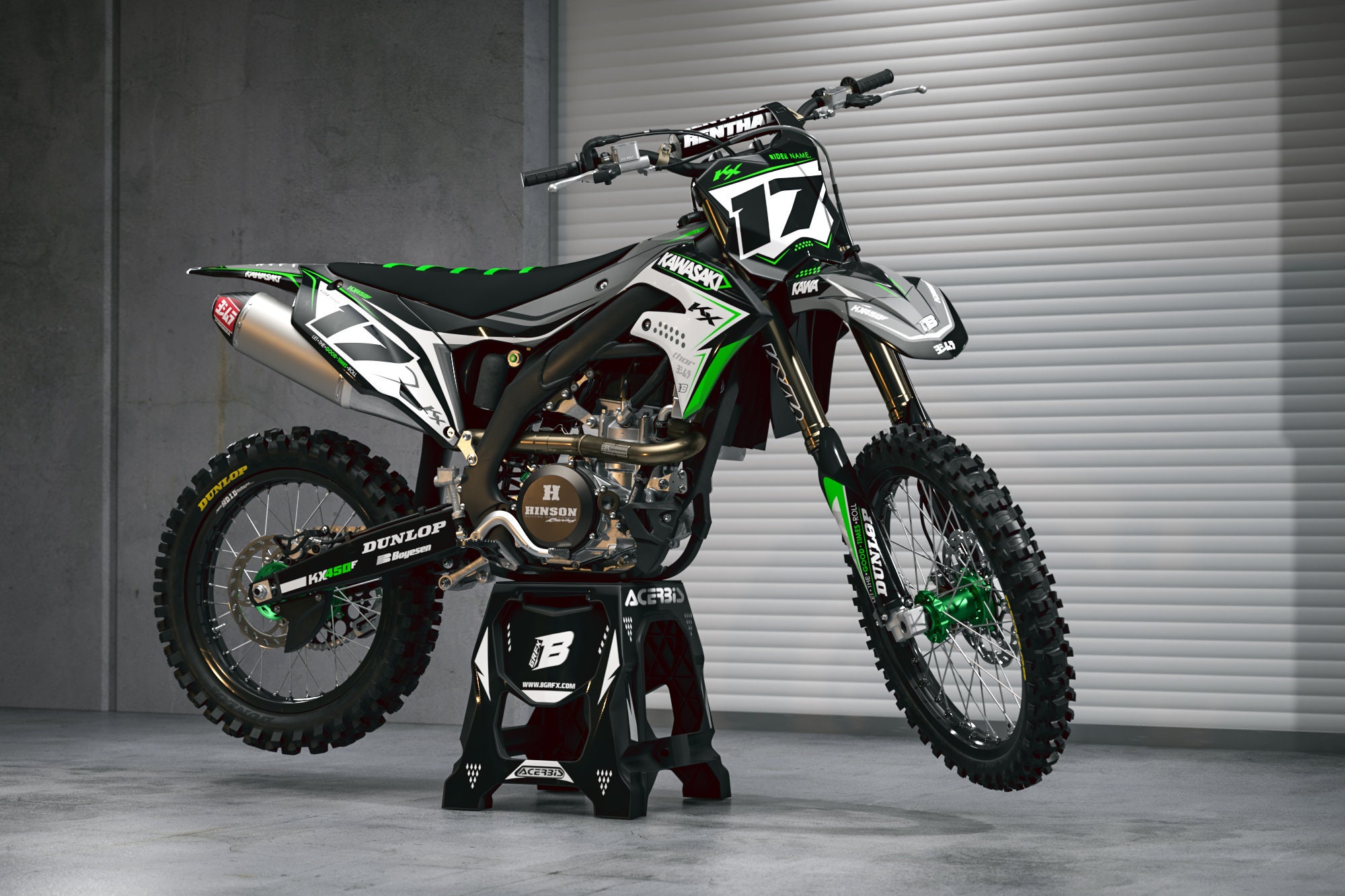 KAWASAKI KXF 250-450 2019-2023 Full Graphics Kit With Riders Id