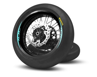 Husqvarna 701 Supermoto wheels wraps stickers kit front and rear wheels