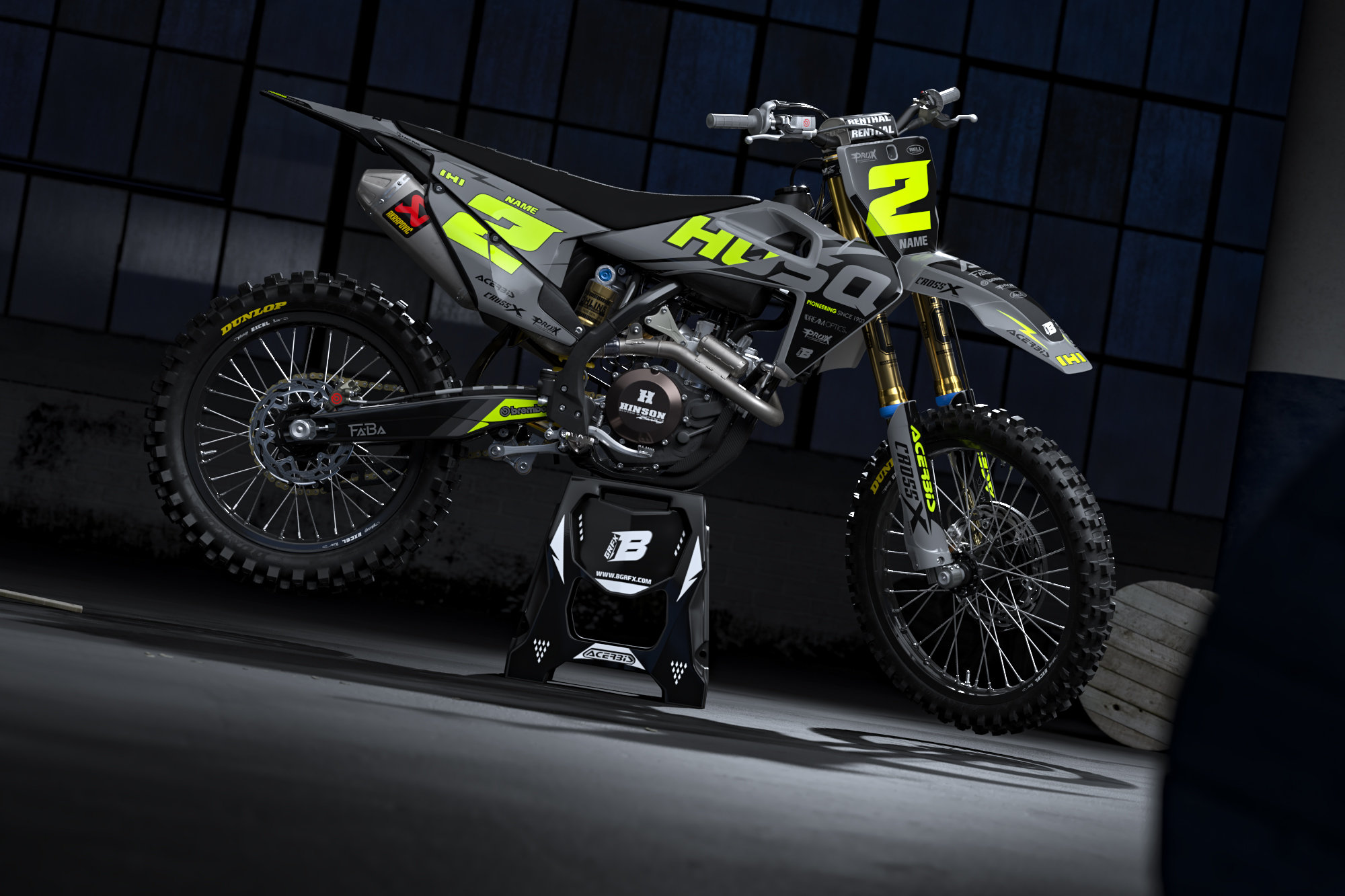 Custom MX Grafikkit: HUSQVARNA TE FE TC FC TX FX PRO GO BLK/YEL-F