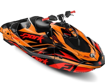 Sea-Doo Spark Trixx Graphics Kit: Attack Orange, 23 mil Thick