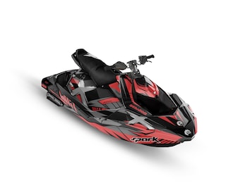 Kit de gráficos Trixx para Sea-Doo Spark (2014-2023) - Diseño en rojo de competición