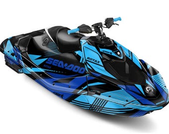 Kit grafico Sea-doo Spark Trixx, adesivi da 23 mil, design con linee blu