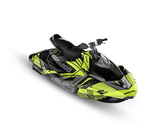 Sea-Doo Spark Trixx グラフィックキット、ライン入りライムグリーンデザイン (2014-2023)