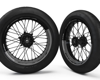 Supermoto alpina wheel wraps stickers kit front and rear wheels