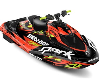 Sea-doo Spark Trixx グラフィックキット、Flamed Hot Design、厚さ23