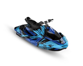 Sea-Doo Spark Trixx Grafikkit (2014-2023) - Linierte blaue Aufkleber