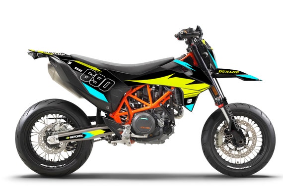 KTM SMC-R 690 2019-2023 Fluo Yellow Full Graphics Kit With Riders