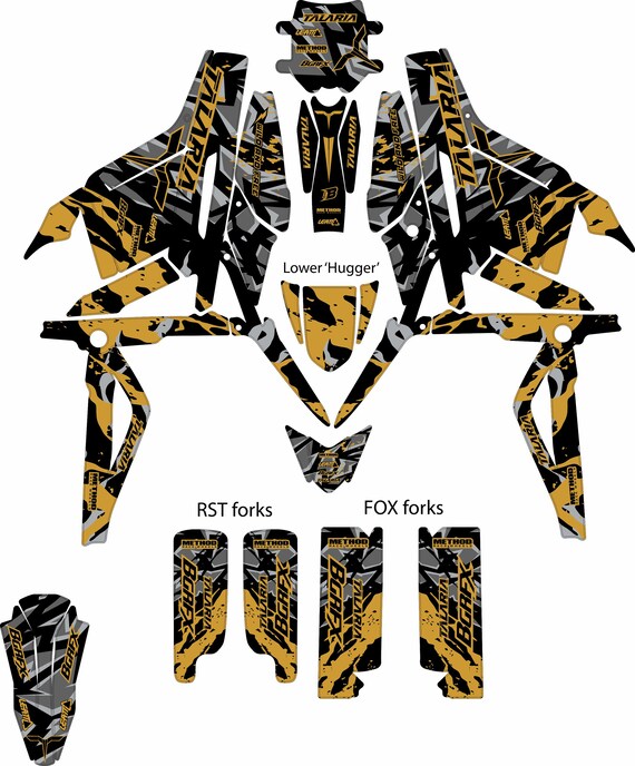 Talaria Sting / Sting R-MX Graphics Kit – High Gloss, Thick Vinyl Decal Set With Fork Guard Stickers