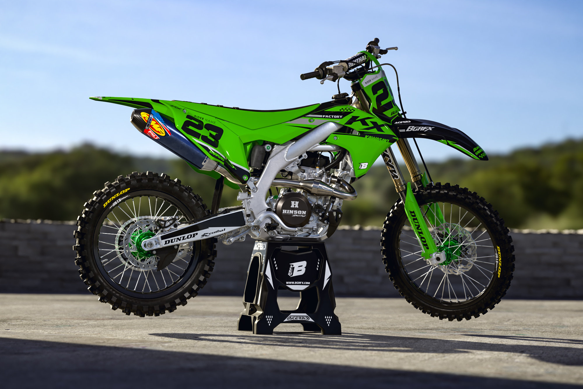 KAWASAKI KXF 250-450 2019-2023 Full Graphics Kit With Riders