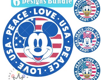 Retro Mickey & Friends 4th of July PNG Bundle, USA 250th Anniversary, Disney Independence Day Png, Mickey Minnie Donald Daisy Goofy Pluto