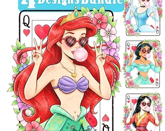 Retro Queen of Hearts Png BUNDEL, prinses blaast bellenontwerp, Disneyworld prinses ontwerp, aquarel prinses, noodlijdend shirtontwerp