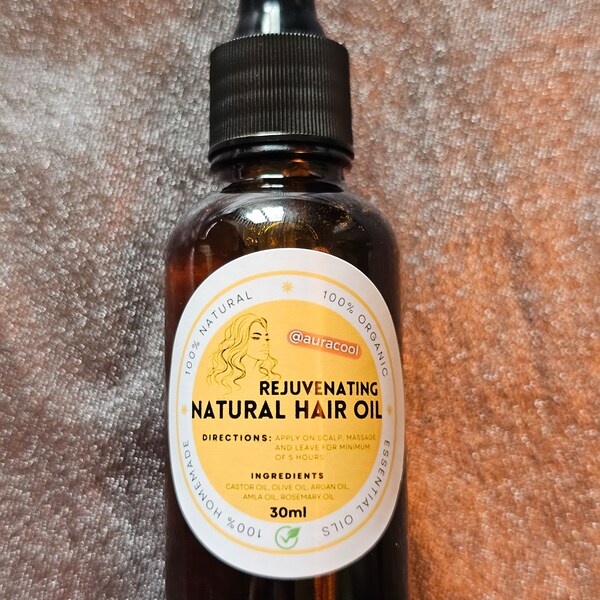 Natural Rejuvenating Hair and Scalp Oil with Amla and Rosemary Oils. Vegan