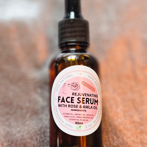 Natural Face Serum with Rose and Amla Oil Vegan