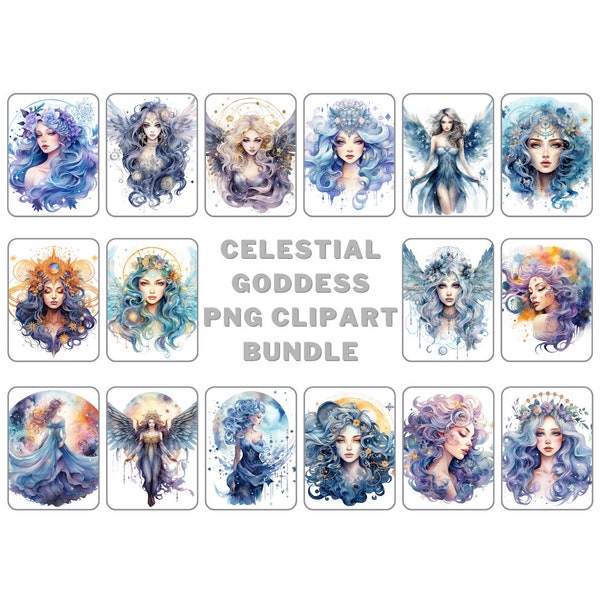 Celestial Goddess PNG ClipArt Bundle - Full License - 22 designs - Instant Download