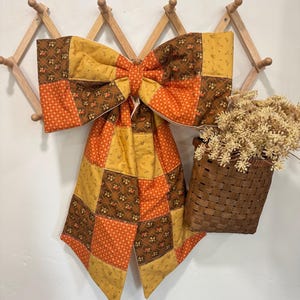Fall quilted bow door hanger