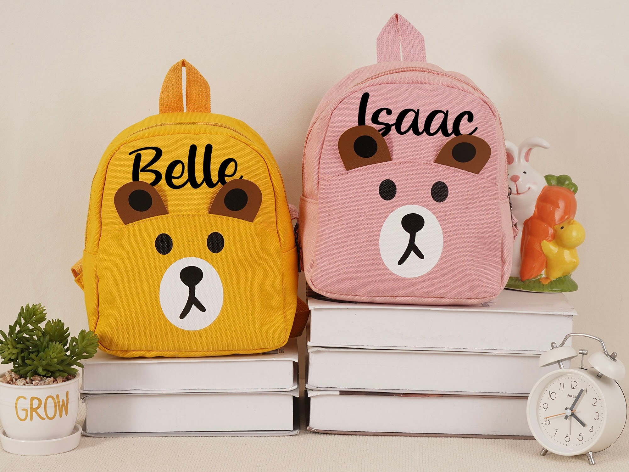 Kawaii Panda Backpack with Pins and Plush Bunny Pendant Cute Japanese  School Bags Kawaii School Supplies Preppy Backpack (Black)