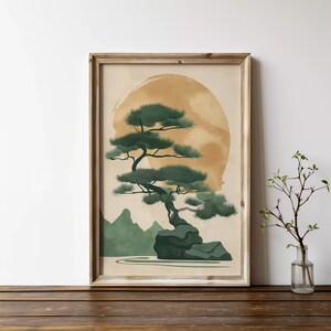 Wabi Sabi Wall Art Printable, Japandi wall art, Minimalist Poster, Zen wall art, Beige Print, Japanese Bonsai wall art