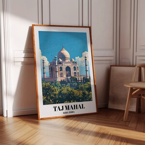 Agra Taj Mahal Wall Art - India travel Poster - New Delhi Print - Illustration printable of Taj Mahal scene views