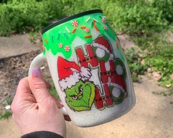 Tazza antigoccia di Natale, Tazza antigoccia di cioccolata calda, Tazza Whoville, Tazza di Natale, Bicchiere antigoccia glitterato, Tazza antigoccia, Tazza, Miscela Grinchmas, Natale