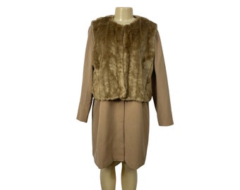 Multi Look IMAN Coat & Vest Caramel Size 1X Winter Office Attire