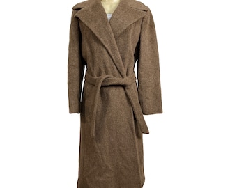 Regal De Montagnac Women's Brown Notched Lapel Long Coat