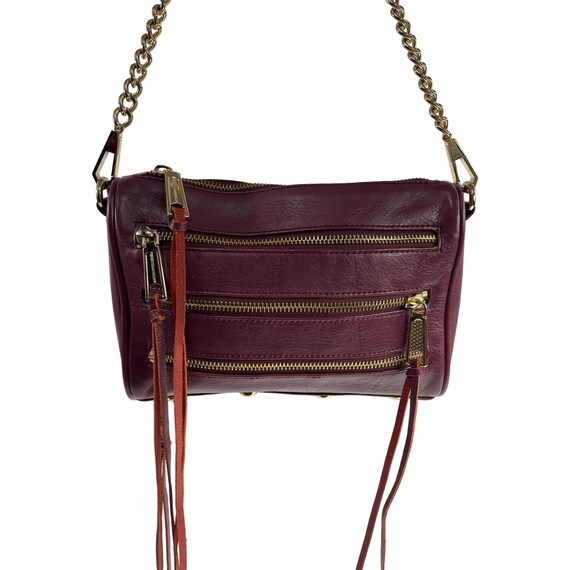 Rebecca Minkoff Womens Burgundy Leather Mini 4 zip Crossbody Bag Sz S Etsy
