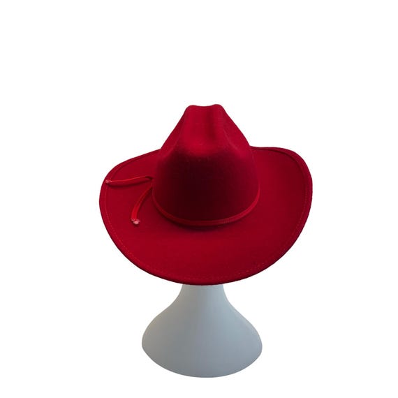 Chapeau Cowboy Eddy Bros - Noir 100% Laine, Sangle Rouge - Taille 7 3/8 - Occasion Très Bon état - Fabriqué USA