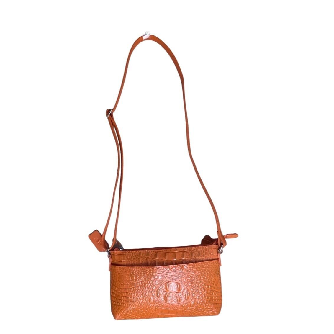MC Madi Claire Women s Orange Gator Embossed Leather With Makeup Bag Crossbody Purse Sz M NWOT Etsy