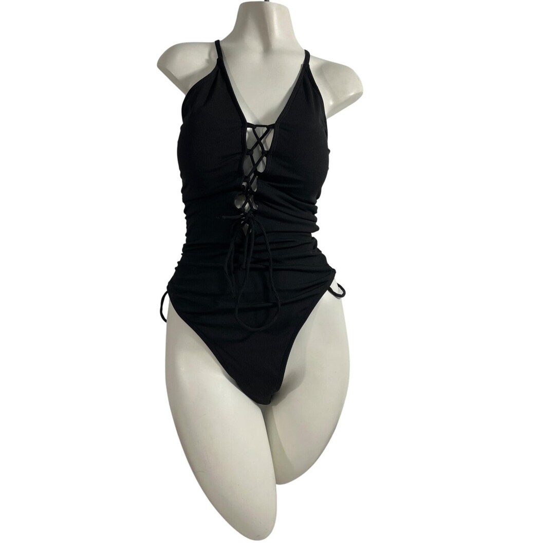 Ladies Rib Lace One-Piece Swimsuit