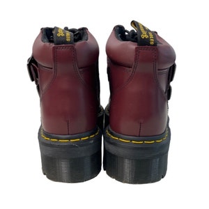 Dr. Martens Cherry Red Womens Platform Boots with two Buckle Straps Sz 6 image 4