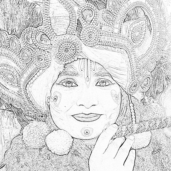 Sketch of Lord Krishna frame for wall decor and Tample