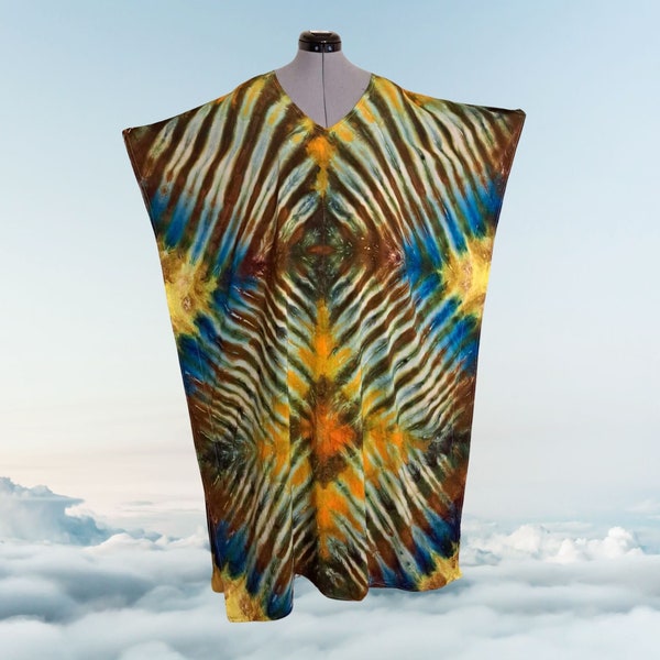 Sun-Lover's Caftan, Tie Dyed Caftan, Summer Dress, MuuMuu, Cover-Up, Beachwear, Poolside Outerwear, Kaftan, Hippie Chic, Boho Vibe, Caftan