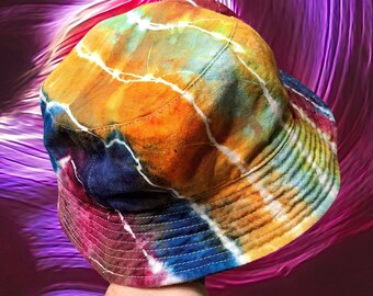 Striped, Tie Dyed Hat, Bucket Hat, Fishing Hat, Streetwear Hat,  Sun Hat, Hippie Hat, Boho Hat, Festival Hat, Beach Hat, Streetstyle