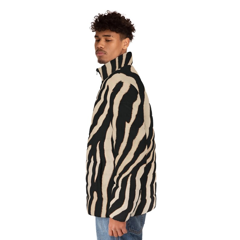 Zebra Skin Jacket, Faux Fur, Cyberpunk Jacket, Puffer Jacket, Mens