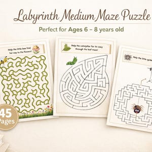 Medium Maze Puzzle Bundle | 45 Printable Animal Pages (Digital Download)