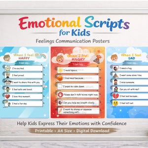 Kids Emotional Scripts Posters | Feelings Communication Chart (Digital Download)