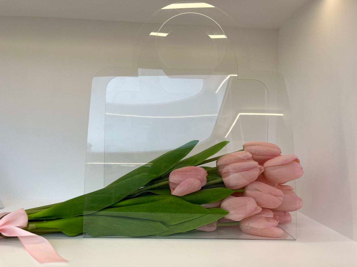 Unique Transparent Flower Bag With Handle Etsy