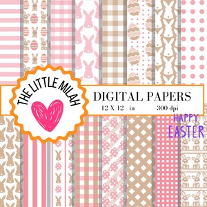 Pakket van 16 prachtige digitale paaspapieren voor scrapbooking of knutselen