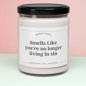 No Longer Living in Sin Candle For Husband Anniversary Gift For Wedding Anniversary Funny Candle Engagement Gift For Newly Wed Couple