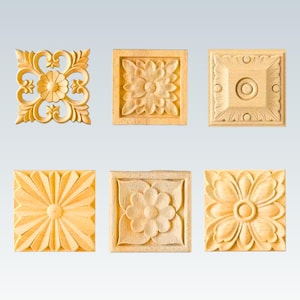 Wood Carving Applique Floral Rosette Trim – Elegant Decorative Medallion for Furniture & Interior Decor Accent