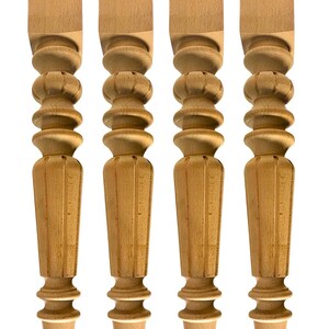 Mid Century Wood Table Legs Set of 4 – Solid Turned Wooden Replacement Legs for Kitchen & Dining Tables, Sturdy DIY Furniture Feet