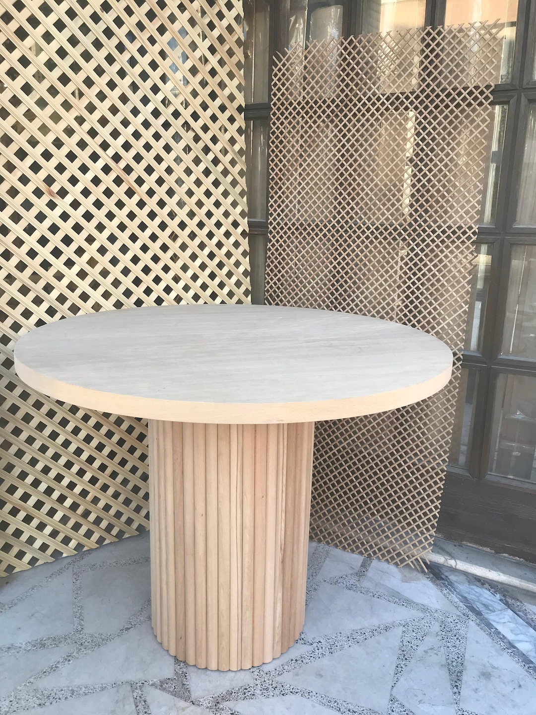Round Dining Table, Handmade Wooden Desk, Ripple Kitchen Table, Custom ...
