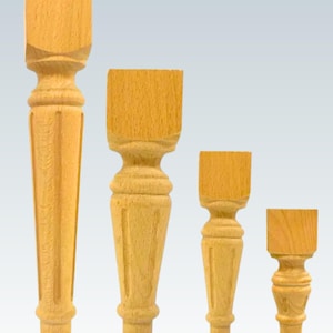 Handcrafted Beech Wood Furniture Legs – Set of 4 Turning Feet for Sofa, Armchair & Coffee Table Decoration