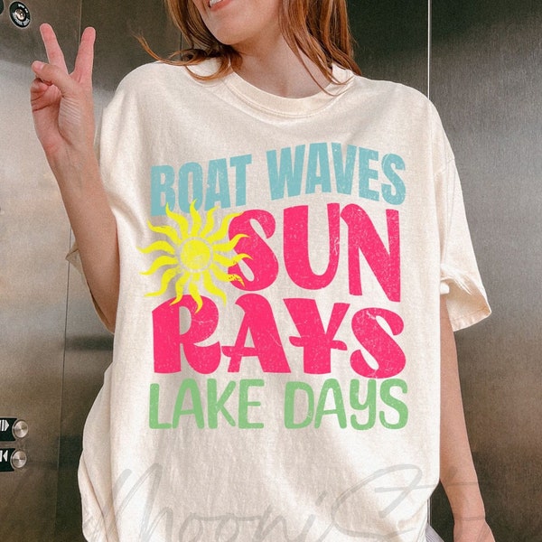 Boat Waves Sun Rays Lake Days summer shirt , Retro summer Lake shirt ,Comfort Colors shirt , Vacation shirt ,Oversized shirt